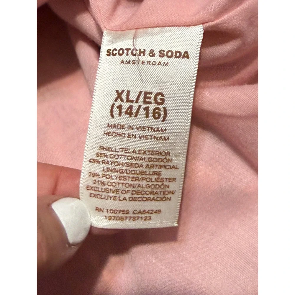Scotch & Soda Dress Girls Size XL (14/16) Pink Dress Floral Ruffle Collar